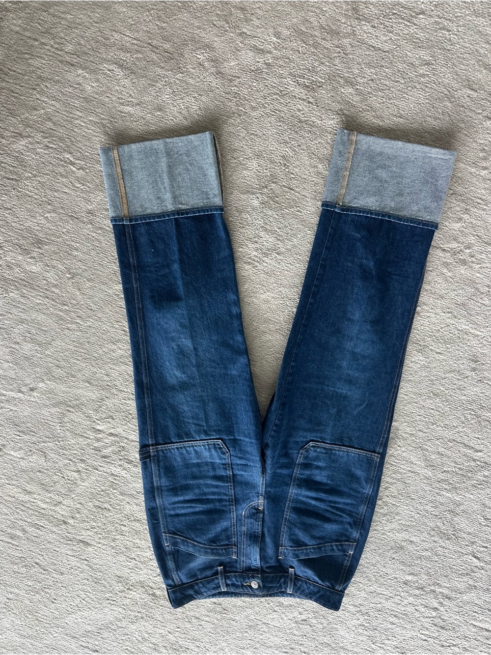 Veronica Beard Two-Tone Cuffed Dark Blue Jeans